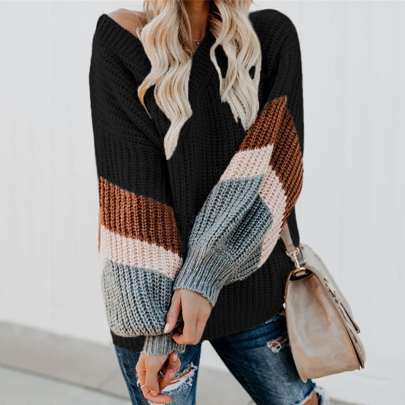Damen Strickpullover mit modernen Farbblock-Design und weitem Schnitt Stalluxe