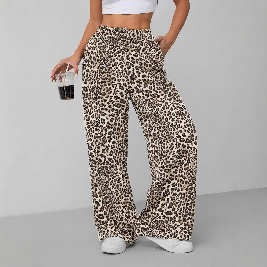 Women's Relaxed Fit Leopard Print Palazzo Pants Stalluxe