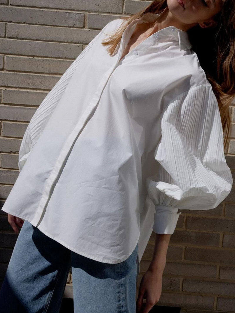 Damen Oversized Hemdbluse mit innovativen Rüschendetails Stalluxe