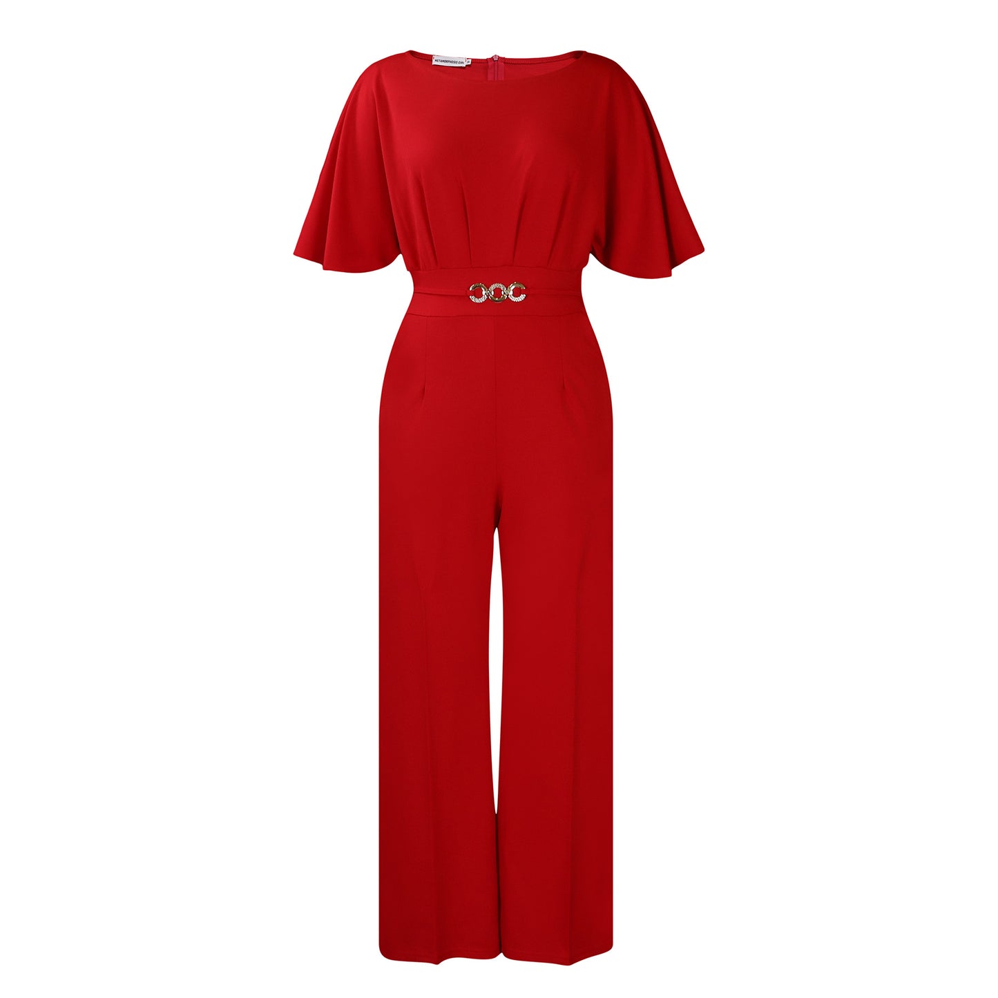 Damen Eleganter Jumpsuit mit weitem Bein und dekorativem Gürtel Stalluxe