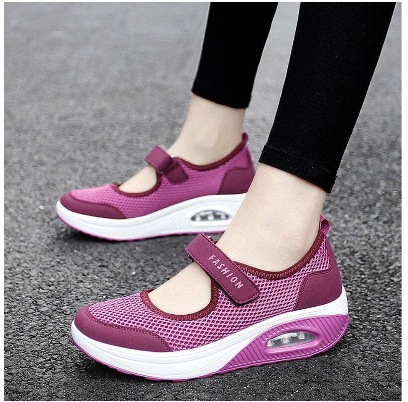 Damen Sportliche Slip-On Sneakers mit elegantem Klettverschluss und atmungsaktivem Mesh-Obermaterial Stalluxe