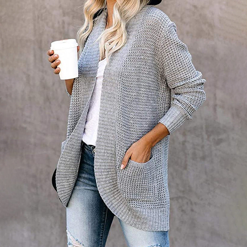 Damen Strickjacke mit modernem Strickmuster und praktischen Taschen Stalluxe