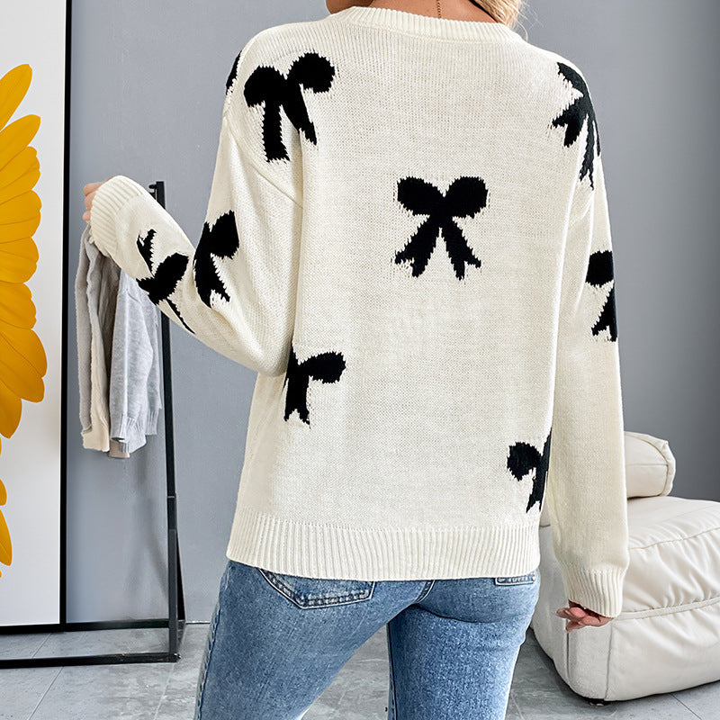 Damen Strickpullover mit verspieltem Schleifenmuster Stalluxe