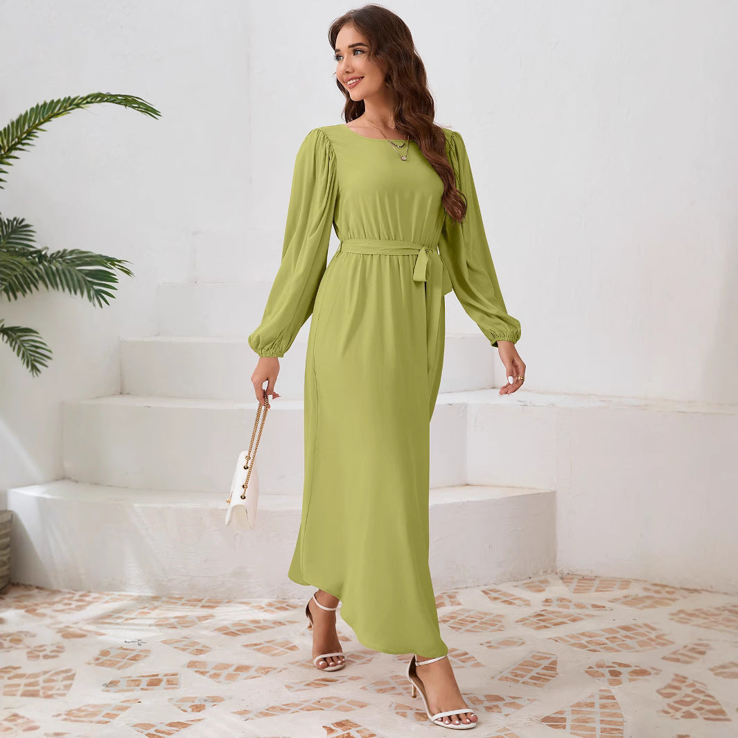 Damen Elegantes Maxikleid mit weitem Schnitt und Ballonärmeln Stalluxe