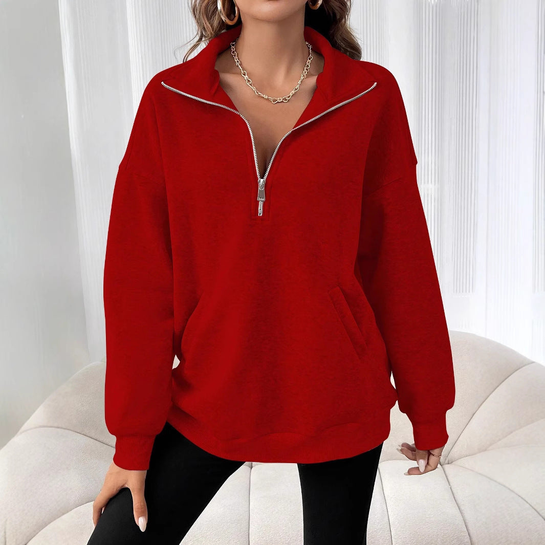 Damen sportlicher Pullover mit hohem Kragen Stalluxe