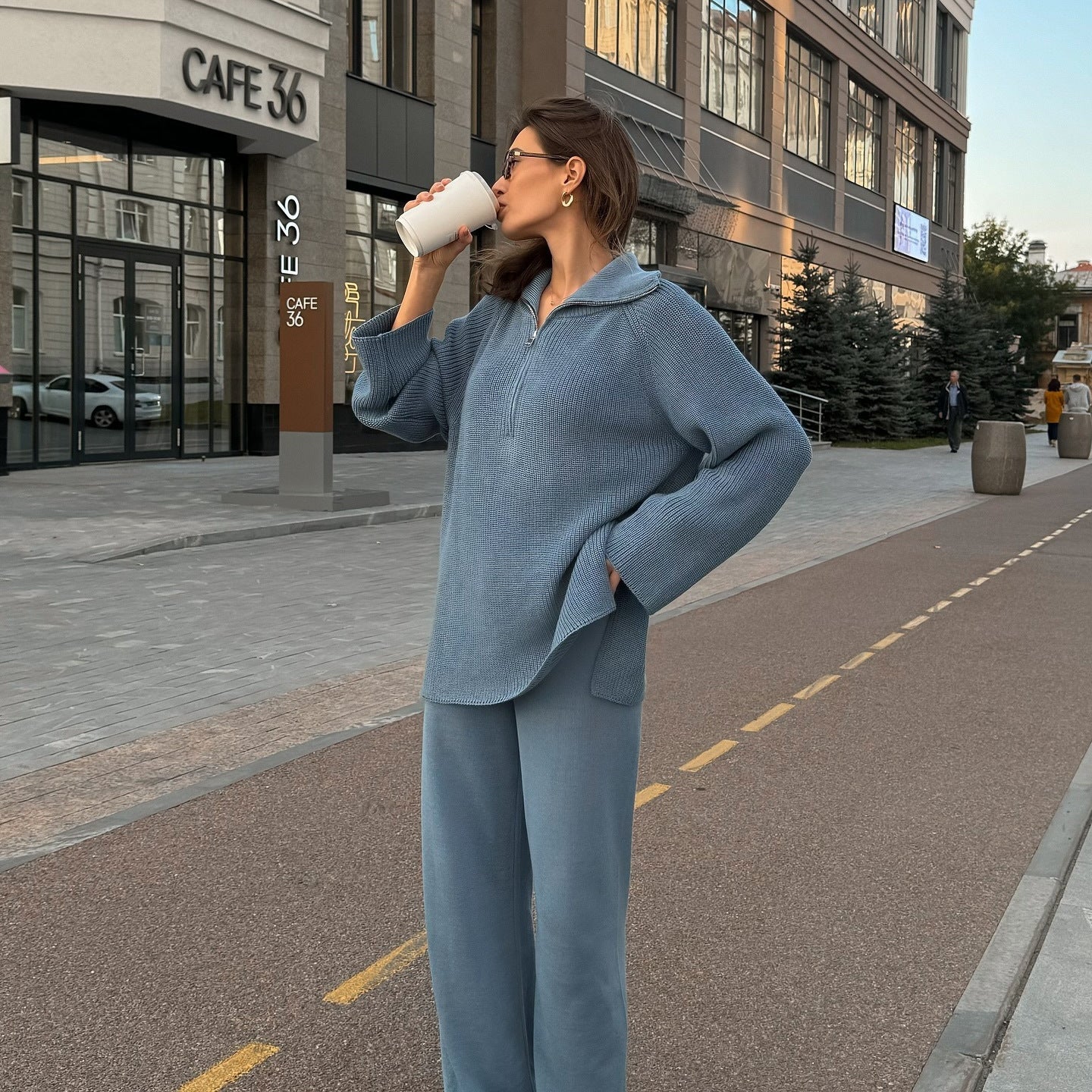 Damen Oversized Strickpullover mit Reißverschluss und weitem Schnitt Stalluxe
