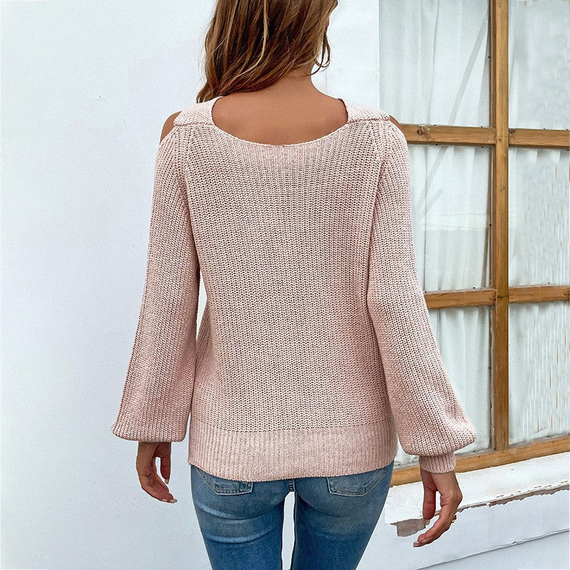 Damen Rundhalspullover mit asymmetrischem Schulterdesign und dekorativem Schlitz Stalluxe