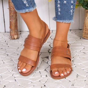 Damen Riemensandaletten mit verstellbarem Schnallenverschluss und ergonomischer Sohle Stalluxe
