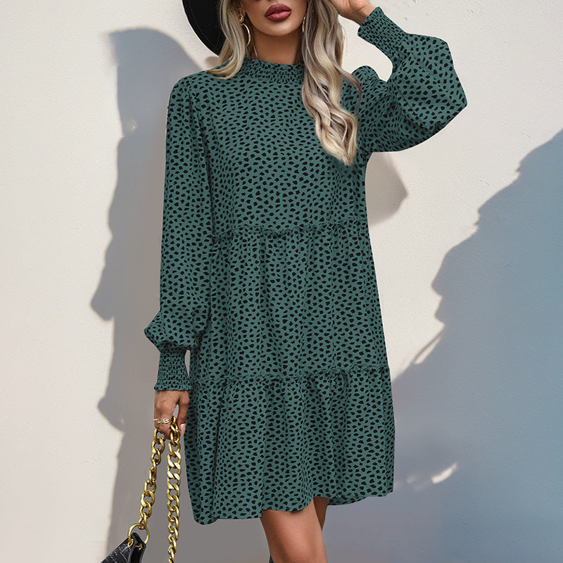 Damen lässiges Kleid mit gerafftem Design und eleganten Puffärmeln Stalluxe