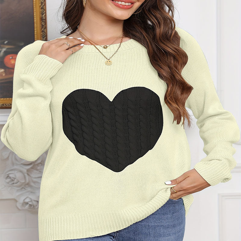 Damen Strickpullover mit Herzmotiv und feiner Struktur Stalluxe