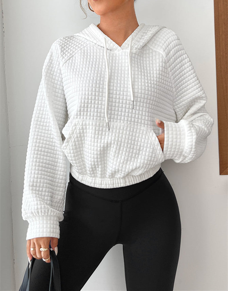 Women's Textured Crop Hoodie Stalluxe