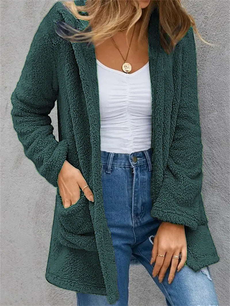 Women's Plush Fleece Open-Front Coat Stalluxe