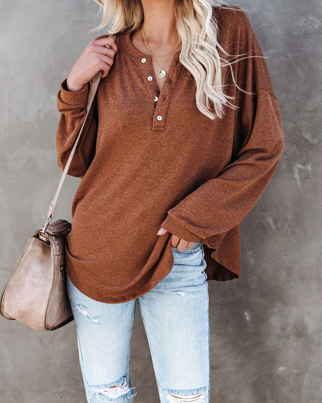 Damen Langarmshirt mit Knopfdetail und lässigem Schnitt Stalluxe