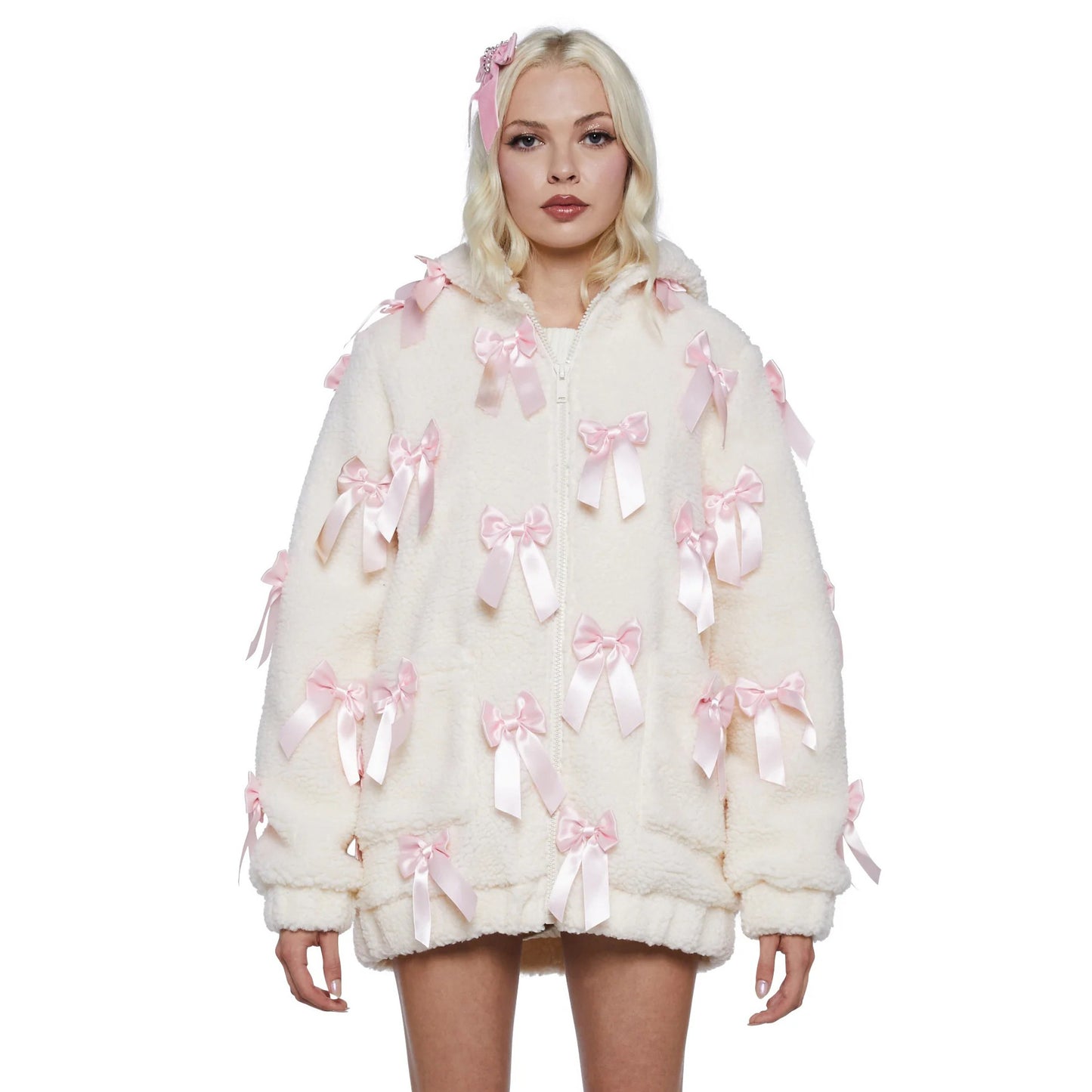 Damen Fleecejacke mit aufwendigen Satinschleifen Stalluxe