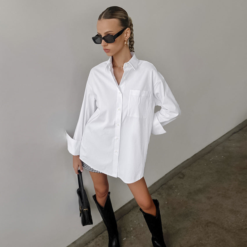 Damen Oversized Hemdbluse aus hochwertiger Baumwolle Stalluxe