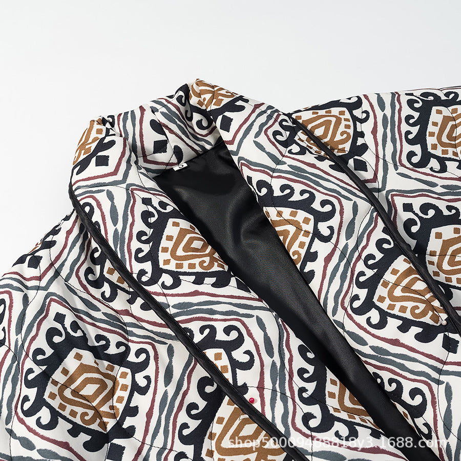 Damen modische blazerjacke mit taillierbarem Gürtel und einzigartigem Muster Stalluxe