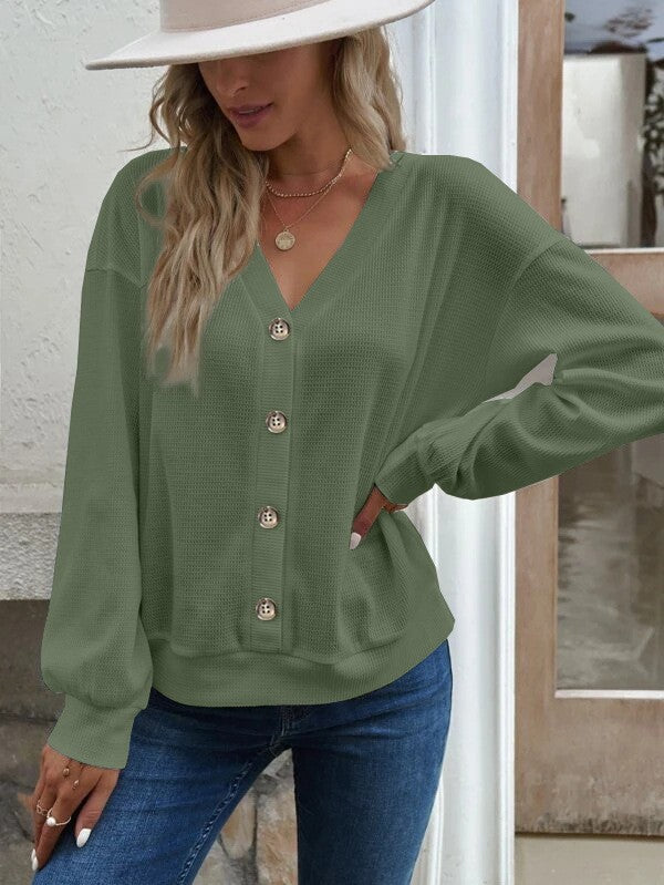 Damen lässige Strickjacke mit Knopfleiste Stalluxe