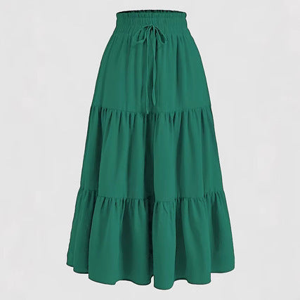 Damen Maxi-Rock mit elastischem Bund und Stufen-Design Stalluxe