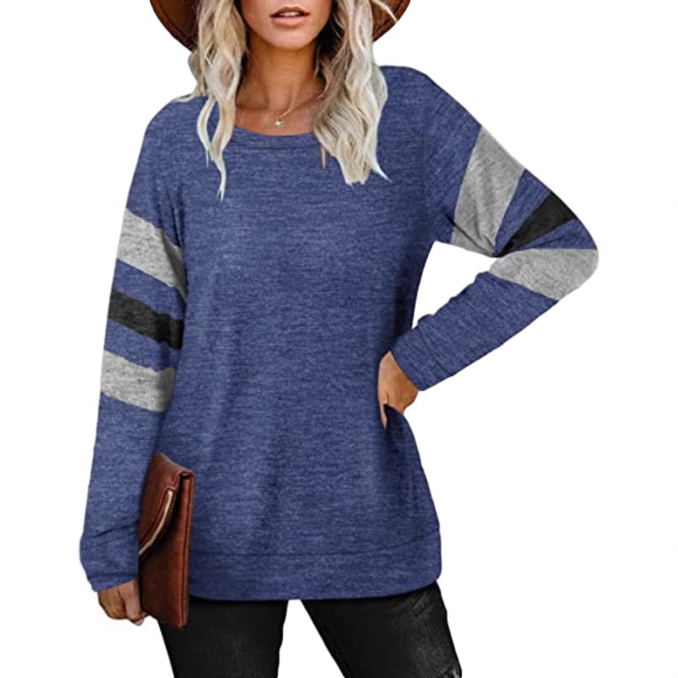 Damen lässiges Langarmshirt mit kontrastierenden Ärmeldetails Stalluxe