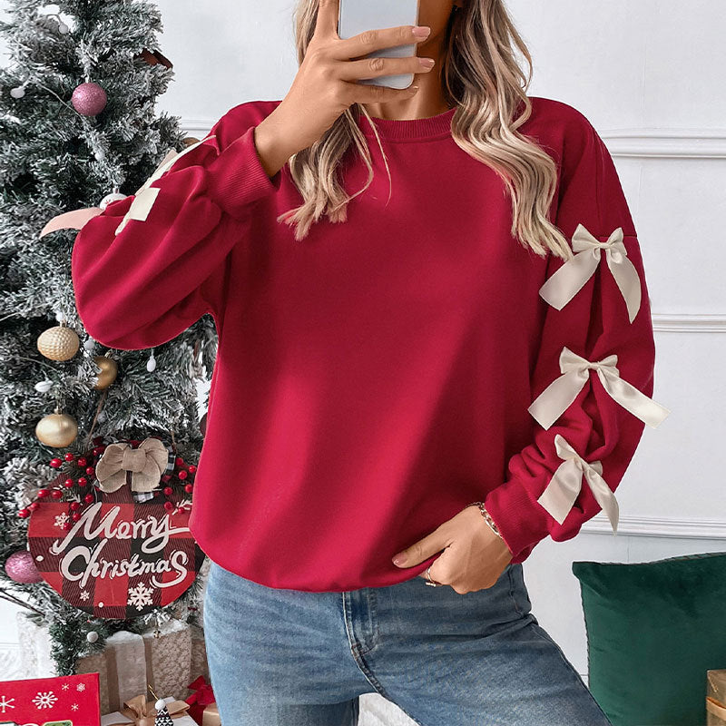 Damen Sweatshirt mit Rüschendetails und Schleifen Stalluxe