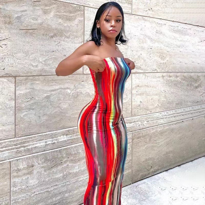 Damen Maxikleid mit figurbetontem Schnitt und bandeau Design Stalluxe