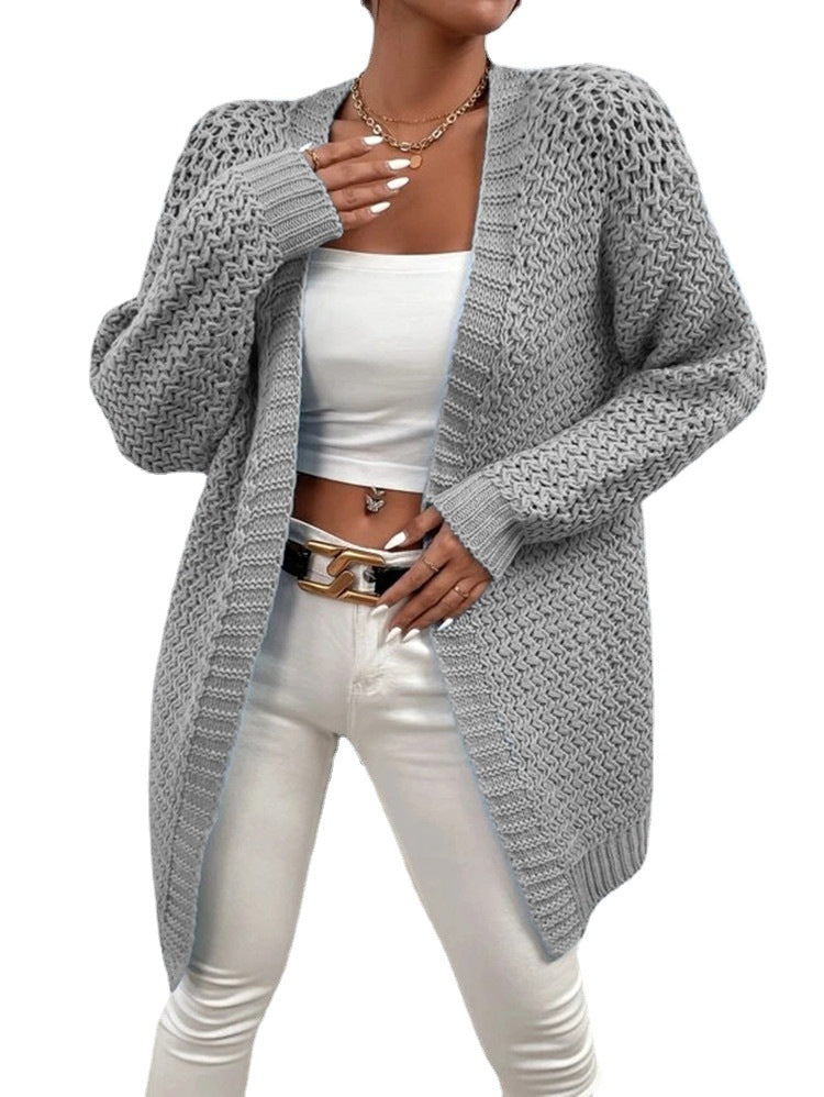 Damen Strickjacke mit offenem Schnitt und luxuriösem Texturmuster Stalluxe