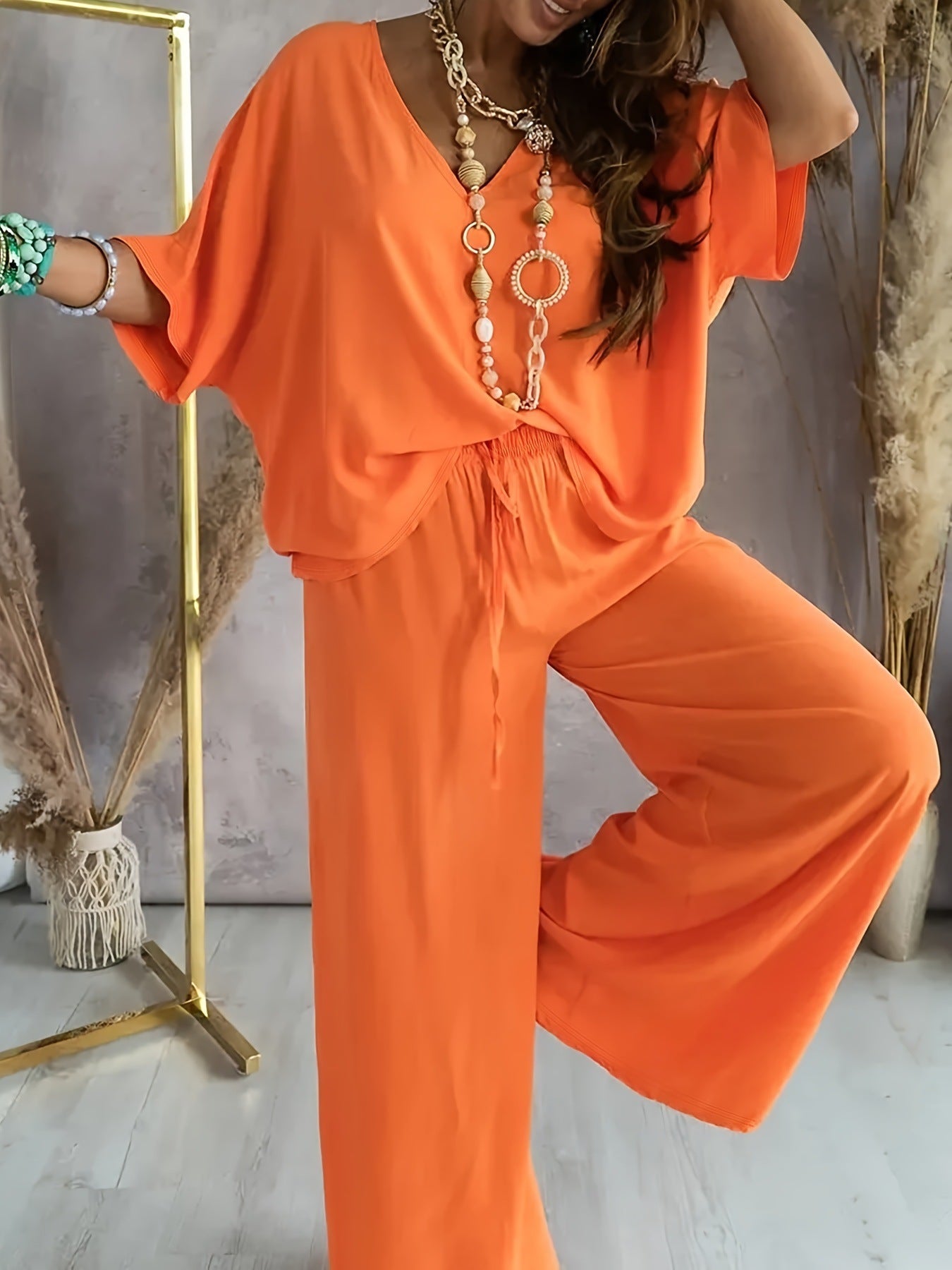 Damen lässiger Jumpsuit mit weitem Schnitt und elastischem Bund Stalluxe