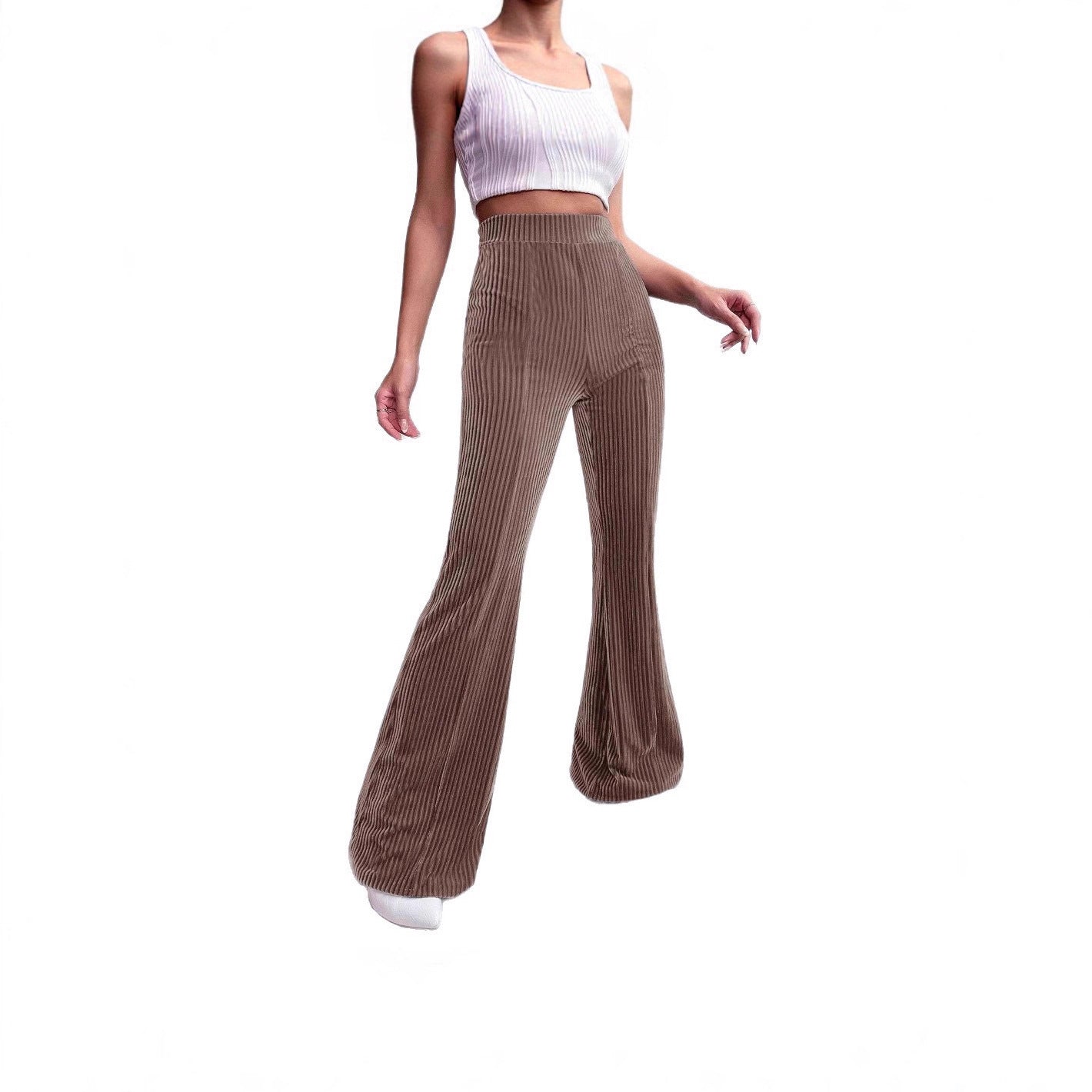 Damen Elegante und bequeme Samthose mit vertikalen Streifen Stalluxe