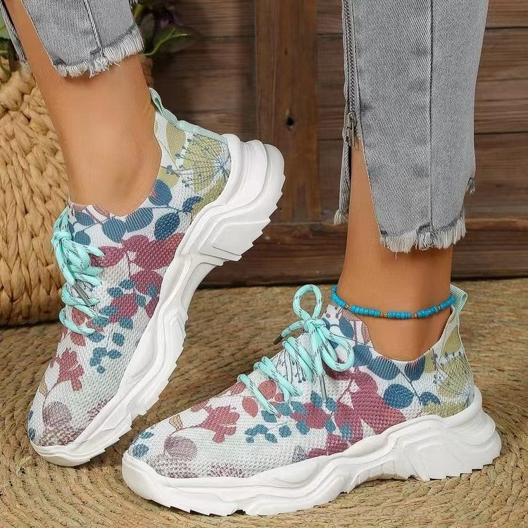 Damen modische Sneakers mit floralem Design und gepolsterter Sohle Stalluxe