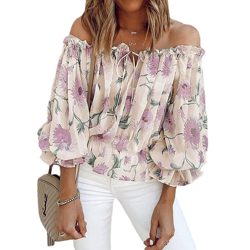 Damen Off-Shoulder Bluse mit floralen Mustern und Rüschendetails Stalluxe
