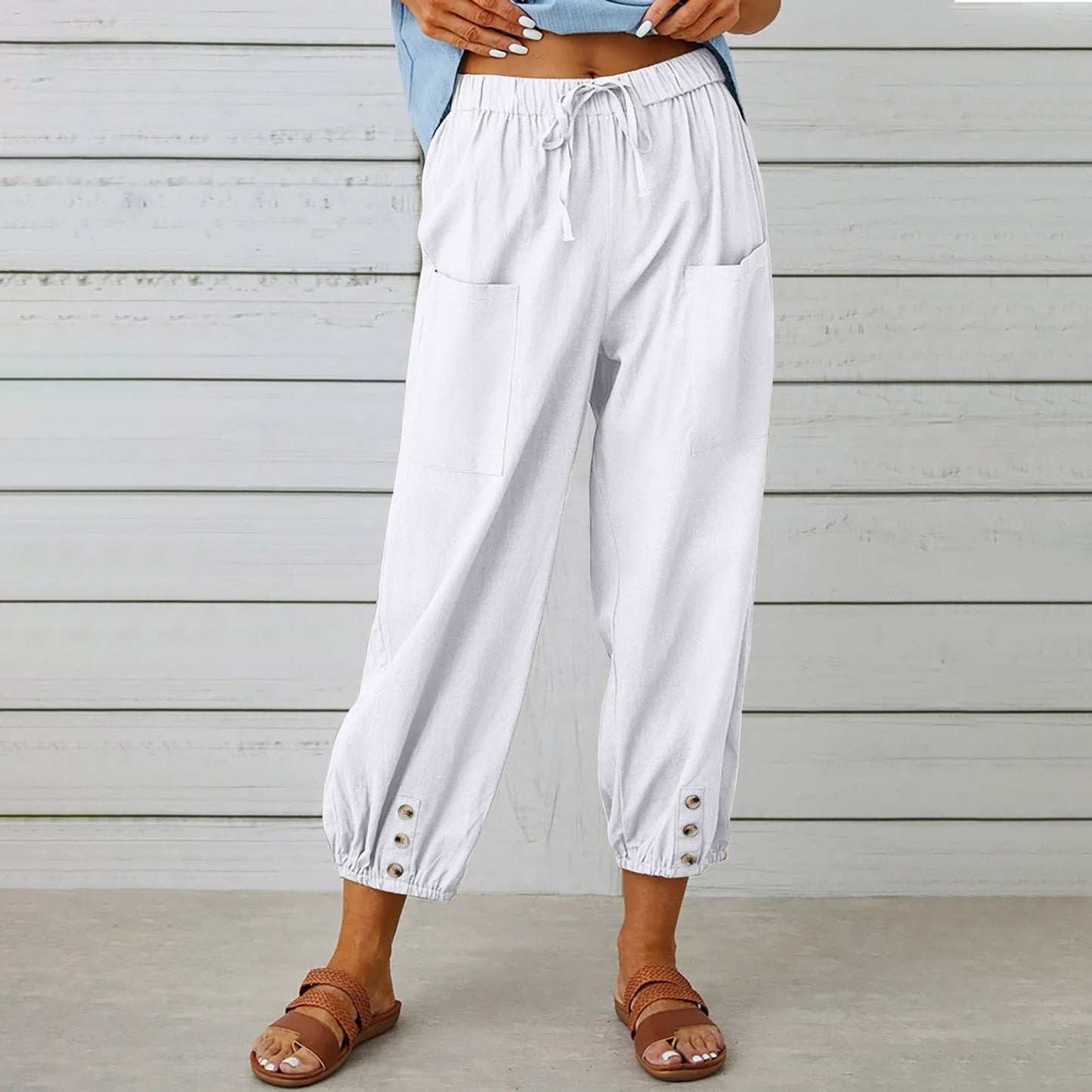 Damen modische Freizeit-Hose mit praktischen Taschen und elastischen Bündchen Stalluxe