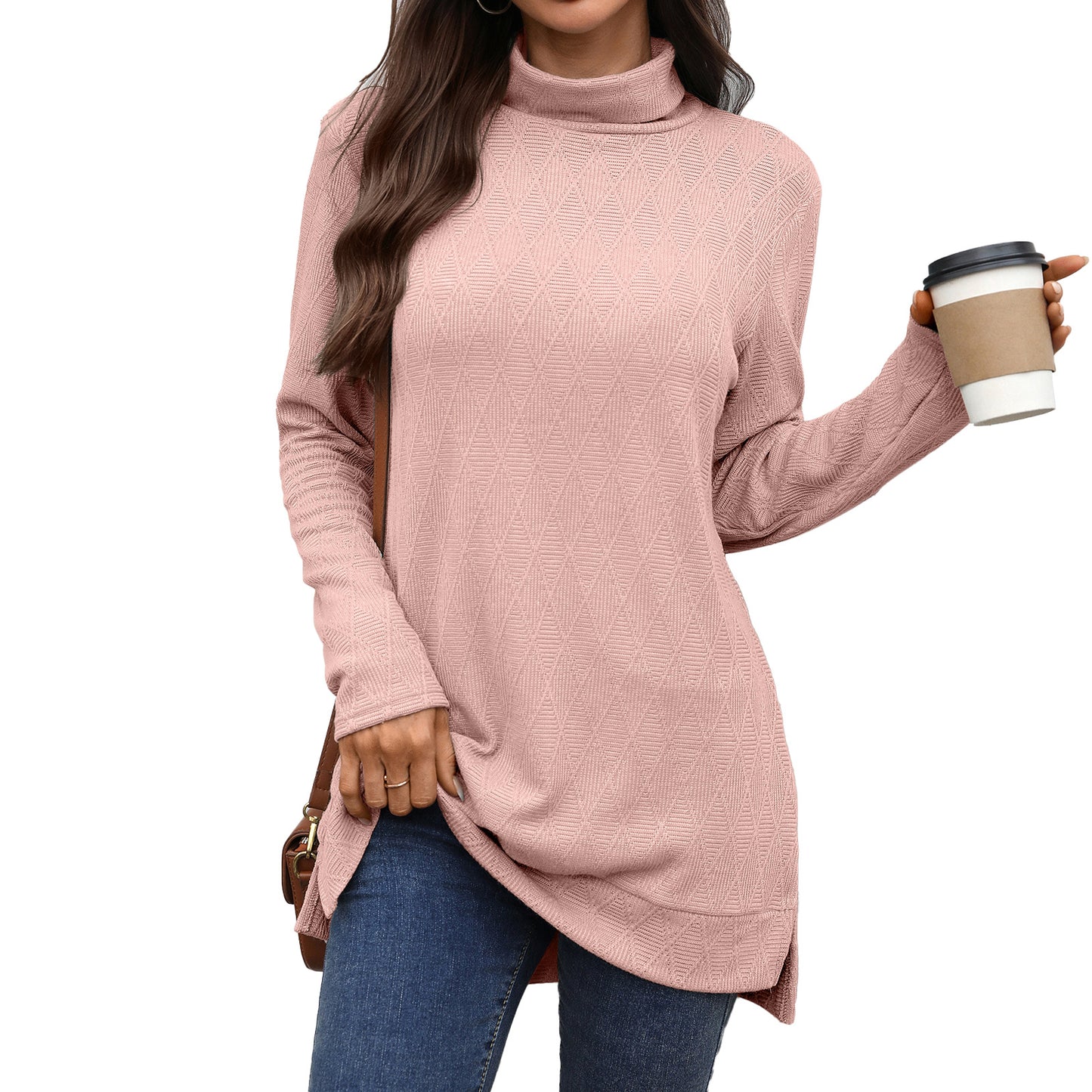 Damen Langarm Sweater mit Stehkragen Stalluxe