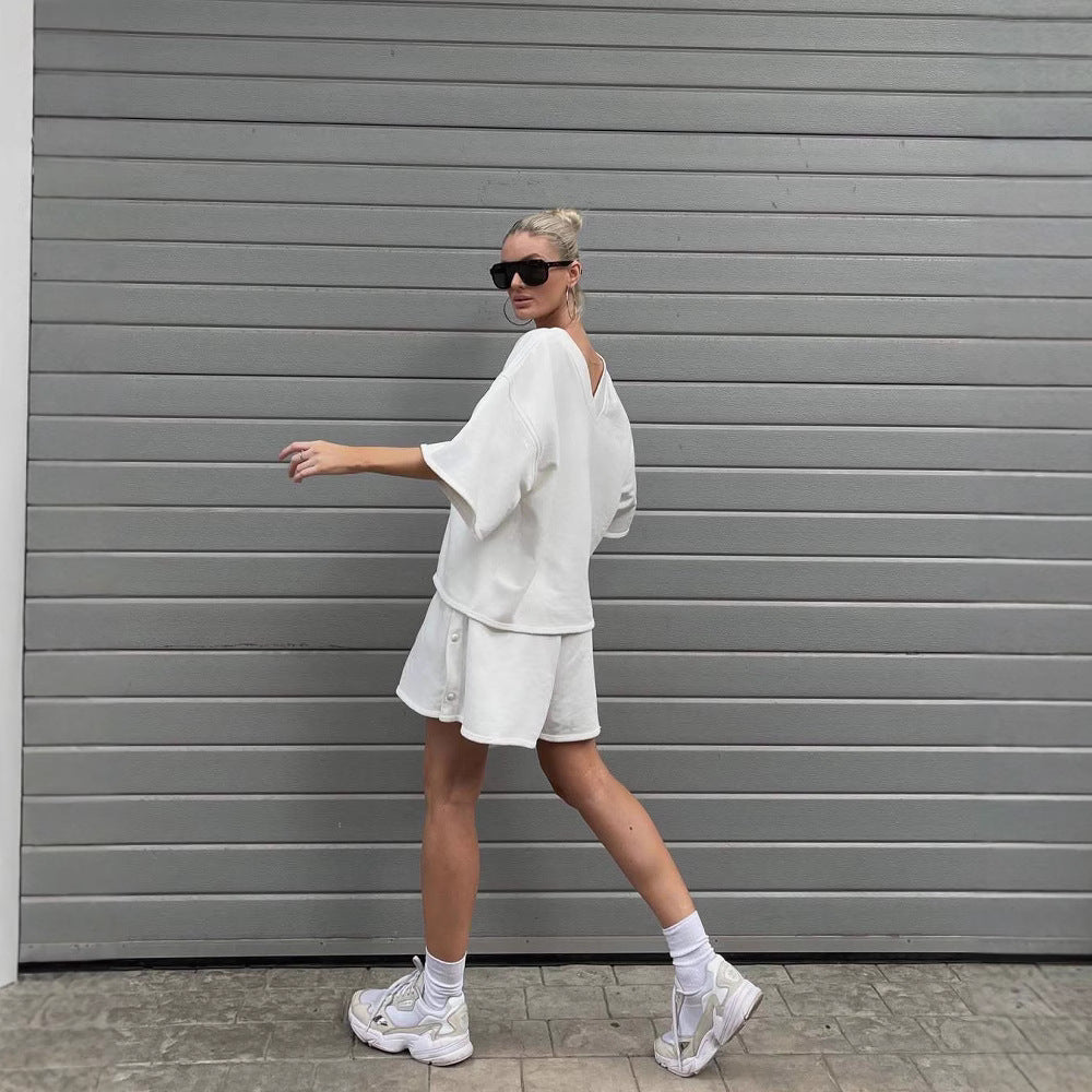 Damen lässiges Oberteil und Shorts Set mit übergroßem Schnitt und schneller Trocknung Stalluxe