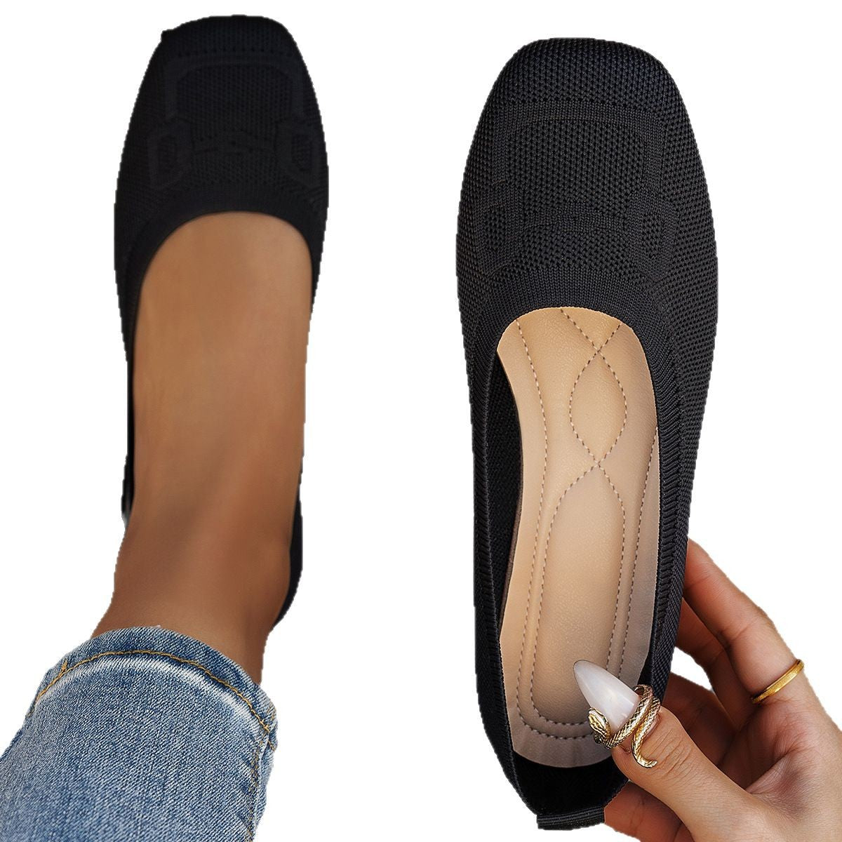 Damen Atmungsaktive Ballerinas aus flexiblem Netzmaterial Stalluxe