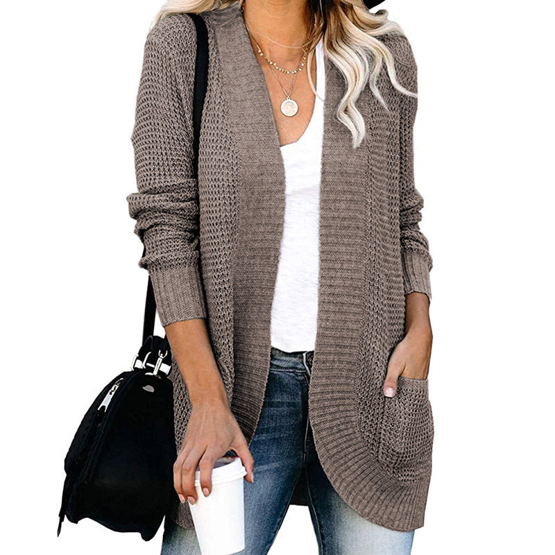 Damen Strickjacke mit modernem Strickmuster und praktischen Taschen Stalluxe