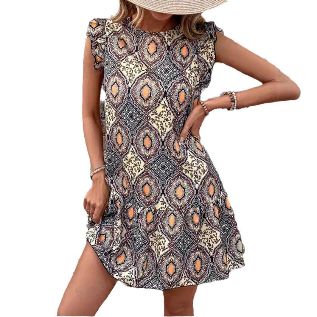 Damen kurzes Sommerkleid mit Rüschendetails Stalluxe