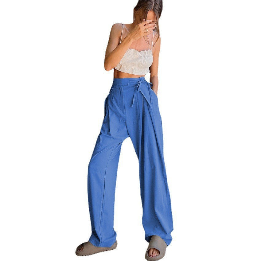 Damen Weitgeschnittene Chinohose mit seitlichem Bindegürtel Stalluxe