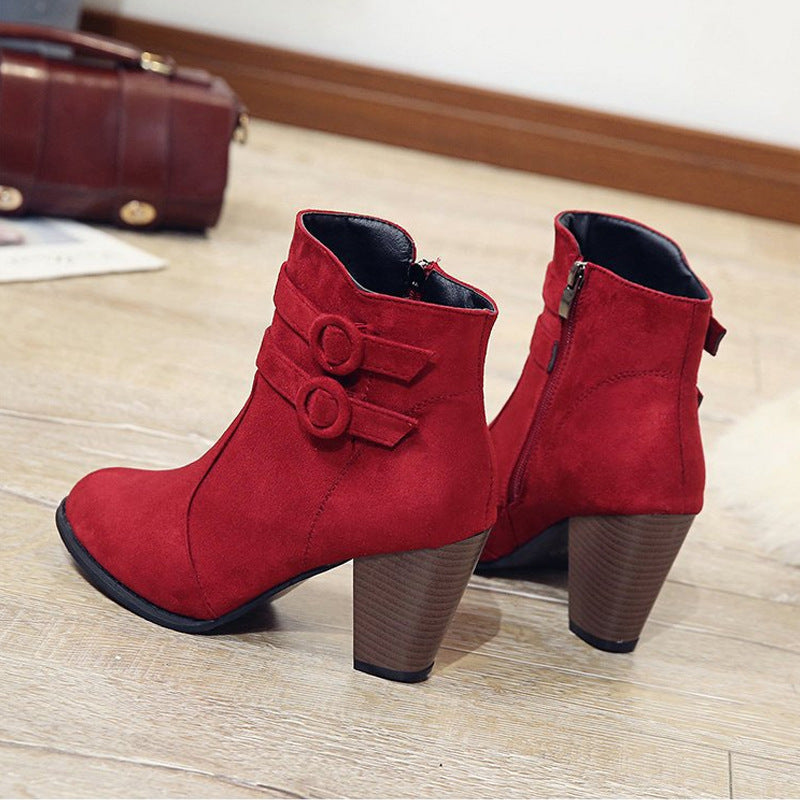 Damen Elegante Ankle Boots mit modischer Knopfdekoration und komfortablem Blockabsatz Stalluxe