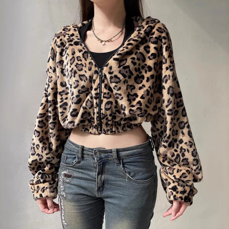 Damen Gemusterter Kapuzenpullover im Cropped-Design Stalluxe
