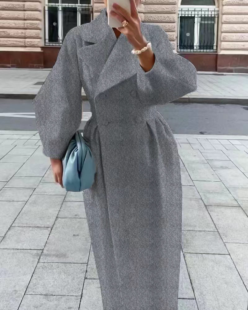Damen Trenchcoat mit asymmetrischem Schlitz und puffärmeligen Details Stalluxe