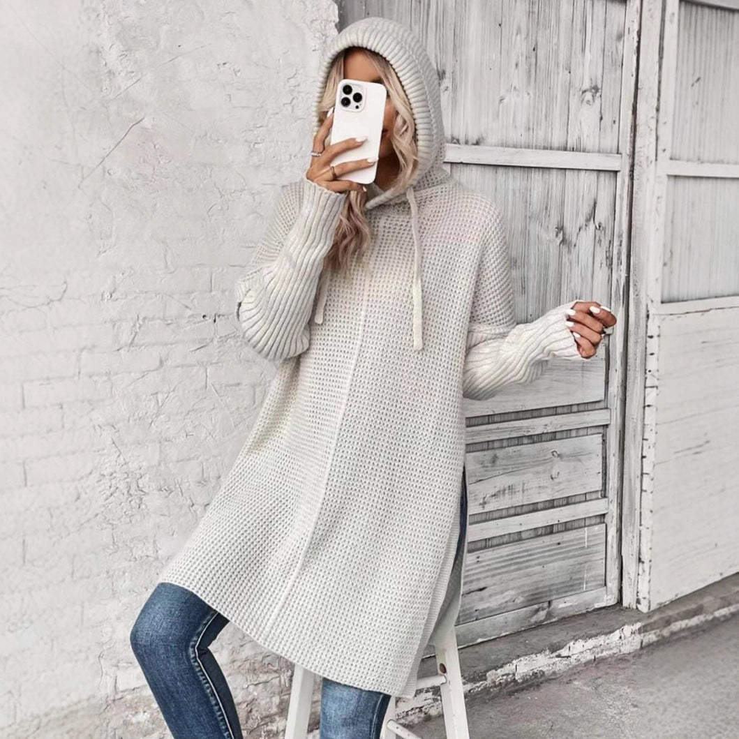 Damen Kapuzenpullover mit modernem Strukturstrick Stalluxe
