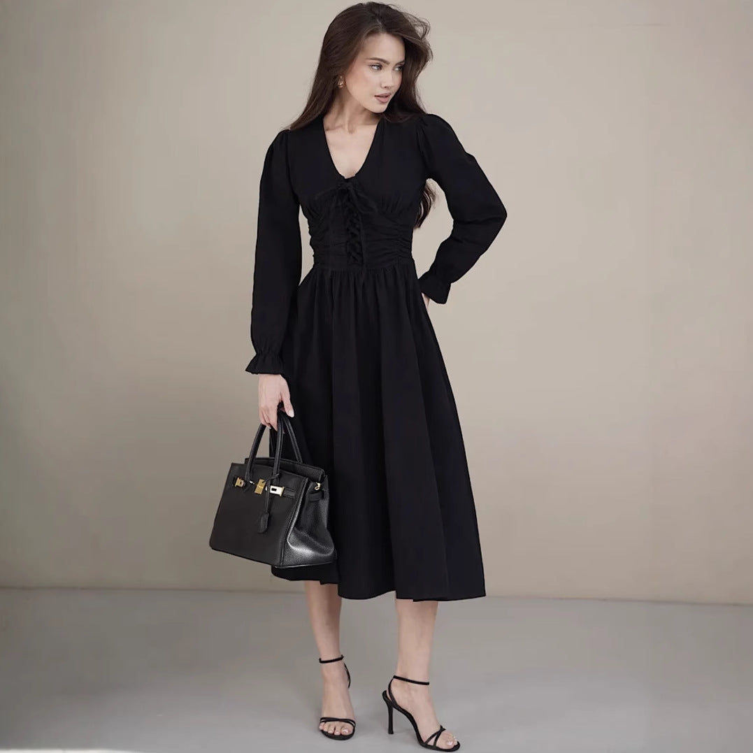 Damen Midikleid mit Rüschendetails und Taillengürtel Stalluxe