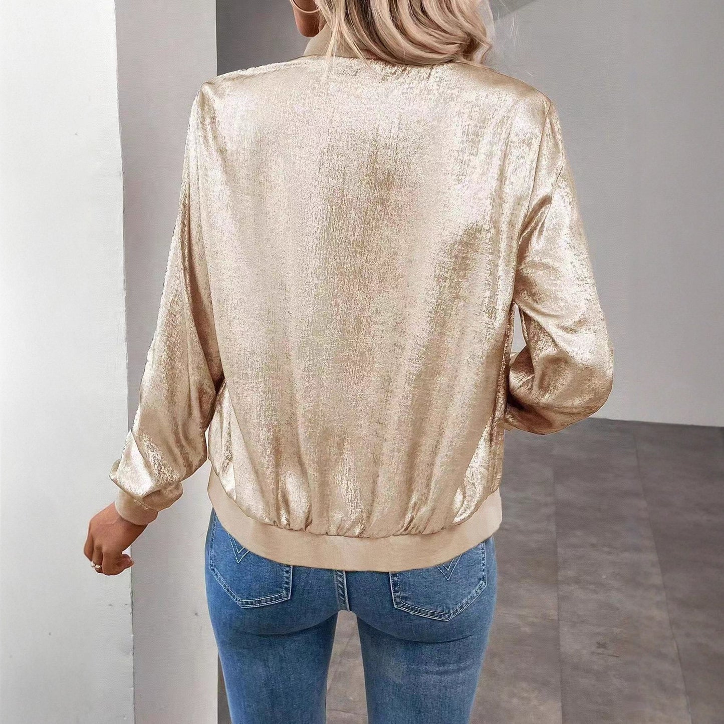 Damen glänzende Bomberjacke Stalluxe