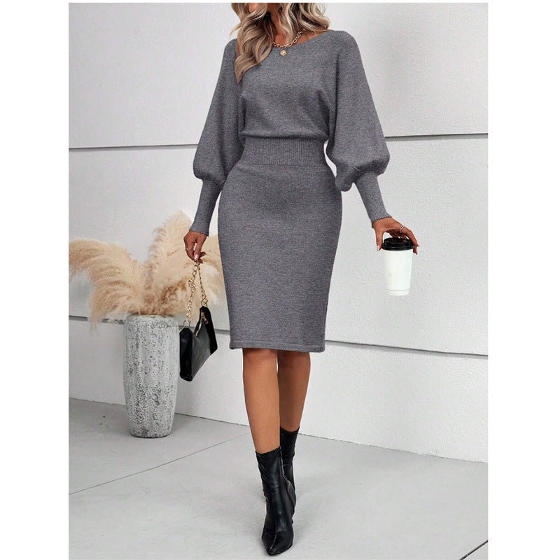 Damen Strickkleid im lässigen Modestil mit weiten Ärmeln und Taillierung Stalluxe