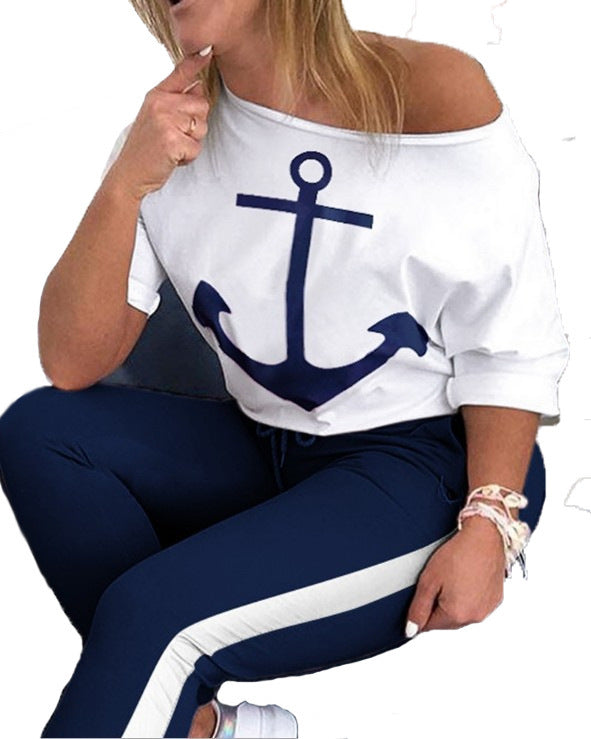 Damen Oversize T-Shirt mit Anker-Druck Stalluxe