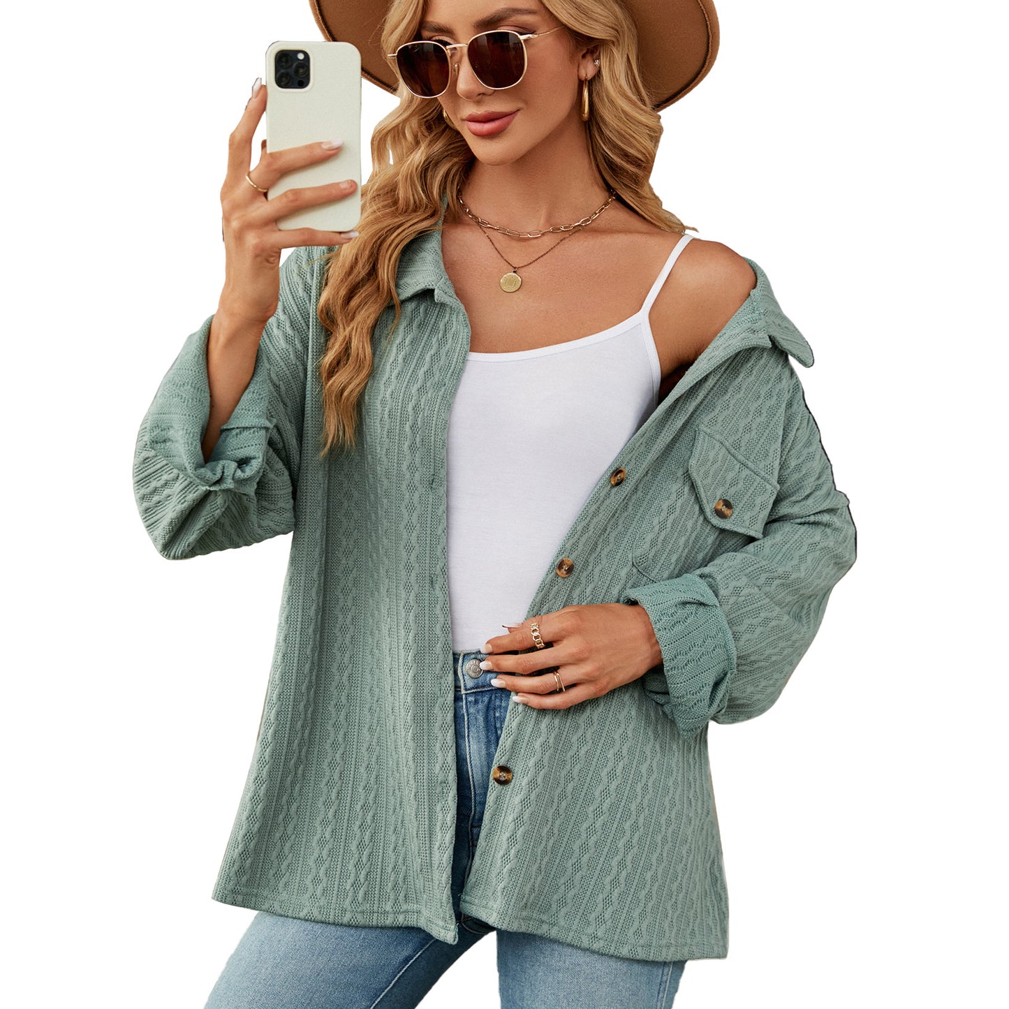 Damen Übergröße Hemdjacke mit strukturiertem Muster Stalluxe