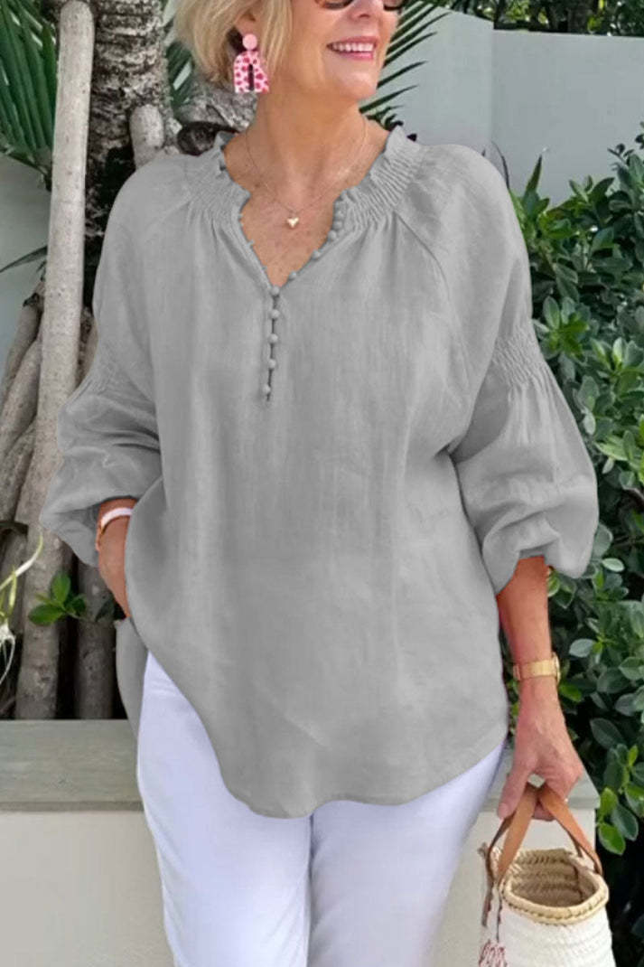 Damen luftige Bluse mit Smock-Ärmeln Stalluxe