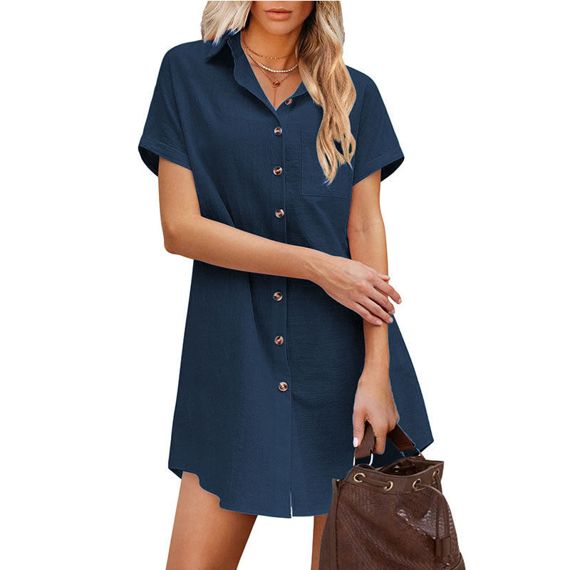 Damen Hemdblusenkleid im lässigen Schnitt mit Knopfdetails und aufgesetzter Tasche Stalluxe