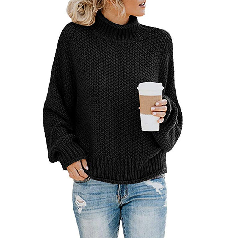 Damen Grobstrickpullover mit hohem Kragen Stalluxe