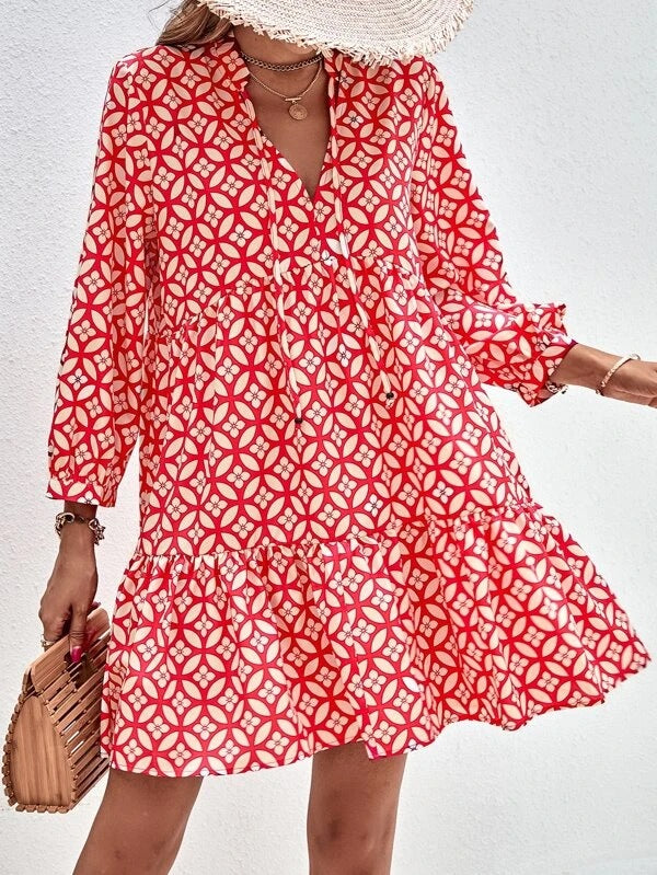 Damen Boho-Style Sommerkleid mit fließendem Schnitt und Rüschendetails Stalluxe